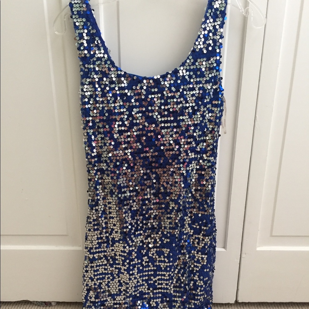 Blue sequin dress